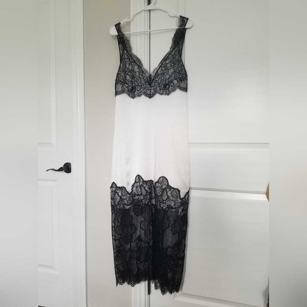 Zara ZW Collection white Satin Lace Slip Dress